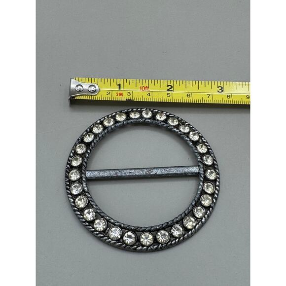 Vintage Art Deco Clear Crystal Belt Slide / Large Scarf Slide - Picture 9 of 9